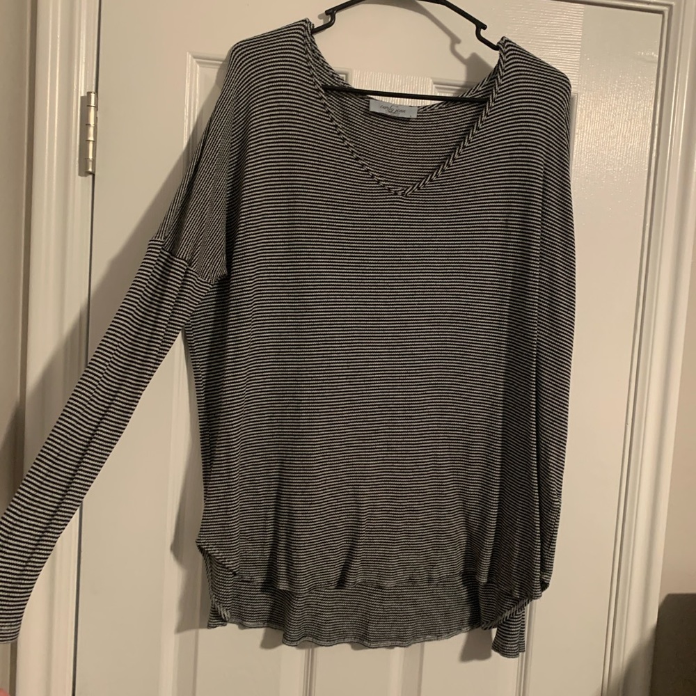 Carly Jean Striped Long Sleeve V-Neck